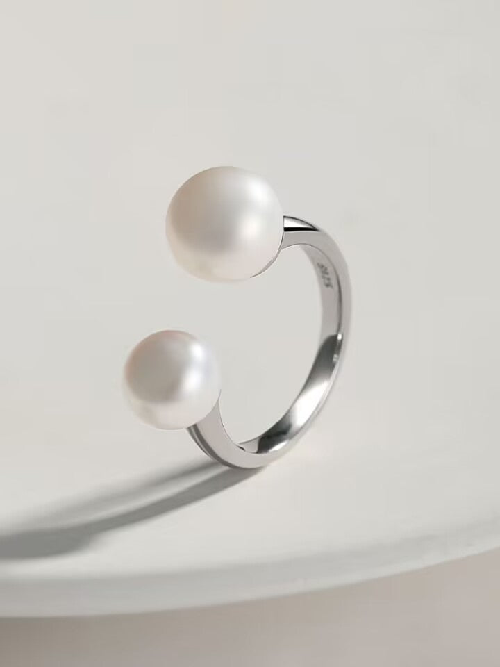 Smiling pearl rings with 18K gold plated