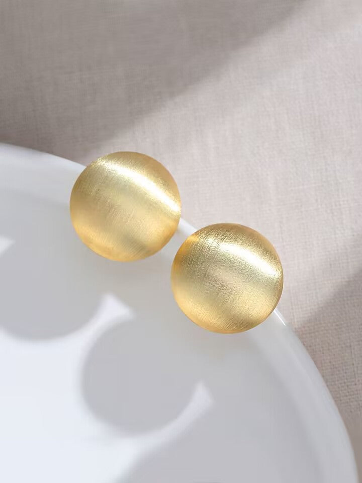 Matte Gold Button Earrings