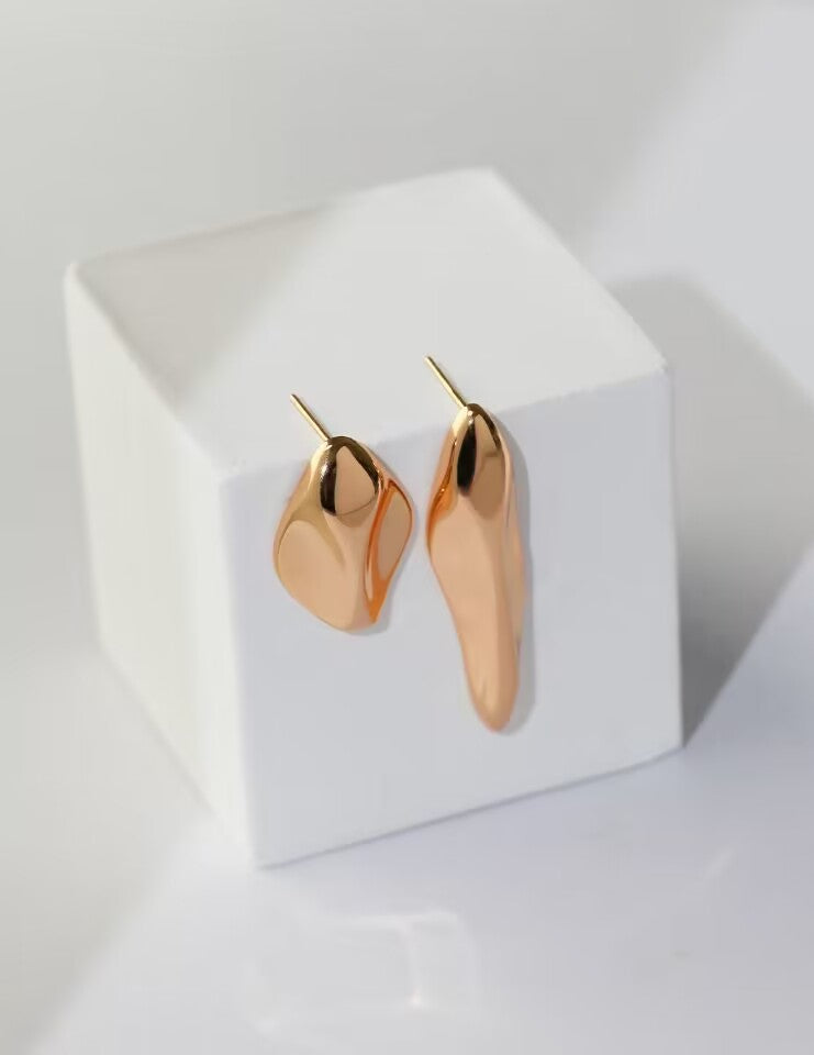 Aurum Asymmetry - Sterling Silver Sculptural Earrings