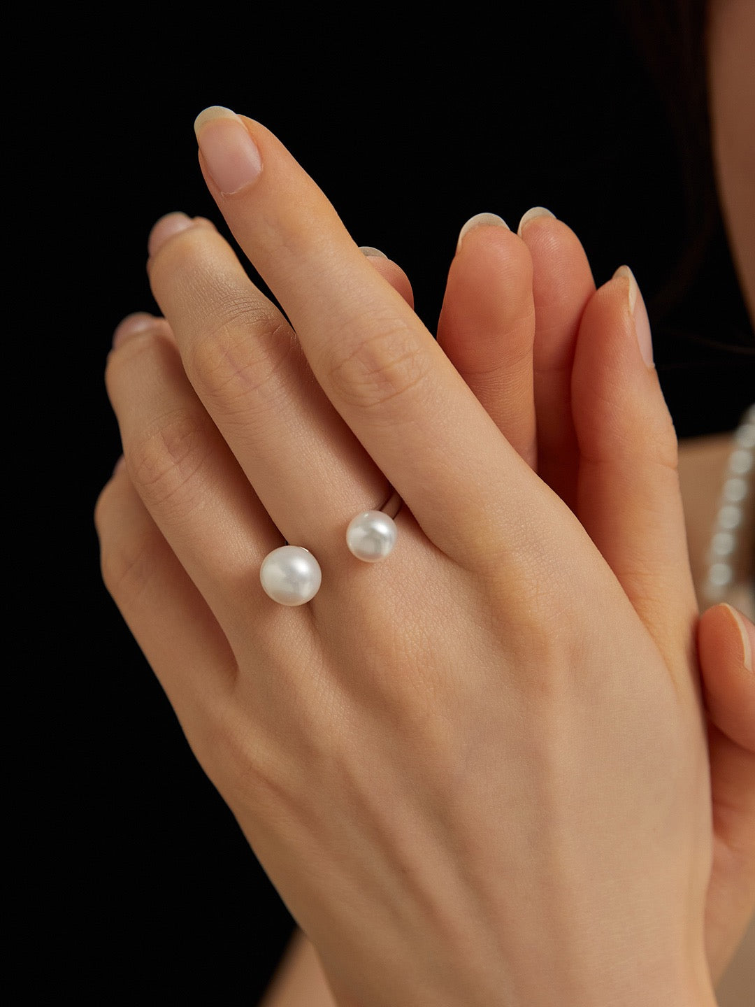 Smiling pearl rings with 18K gold plated