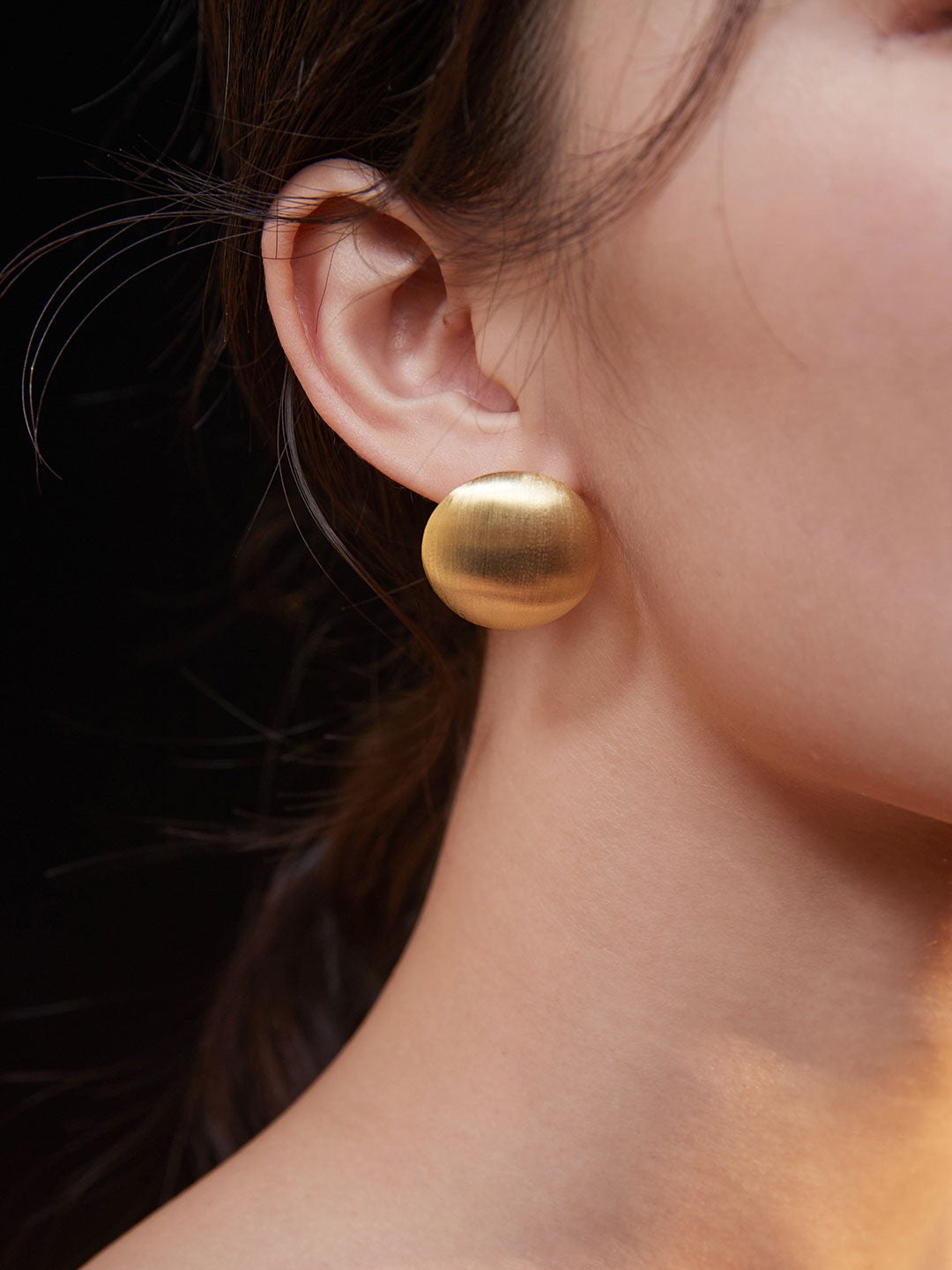 Matte Gold Button Earrings